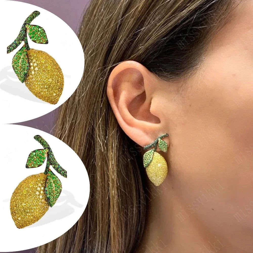 Kellybola Surper Cute Lemon Orange Earrings For Noble Women Bridal Wedding Daily Jewelry Luxury Gorgeous High Quality