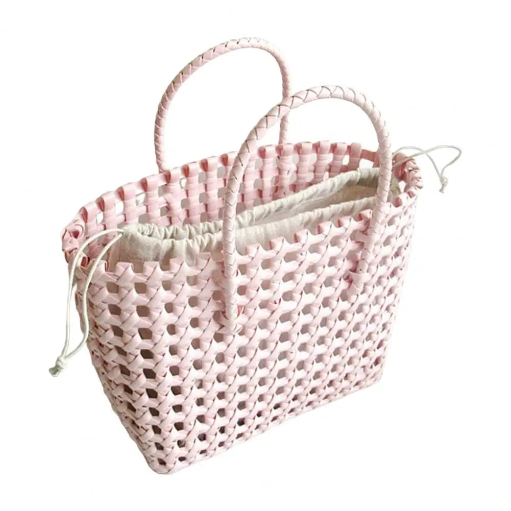 Straw Beach Bag Hollow Square Large Capacity Portable Shopping Basket Storage Supplies