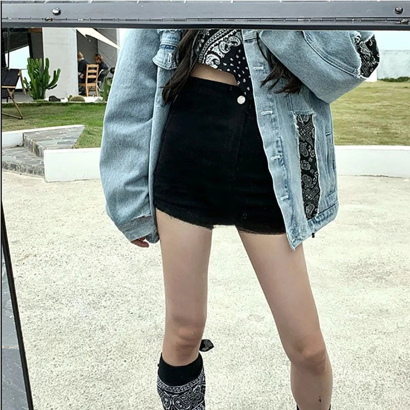 Denim Shorts for Women Black Skinny Short Jean Pants Booty High Waist Woman Tight Flowy Classic Outdoor Cheap Aesthetic Casual