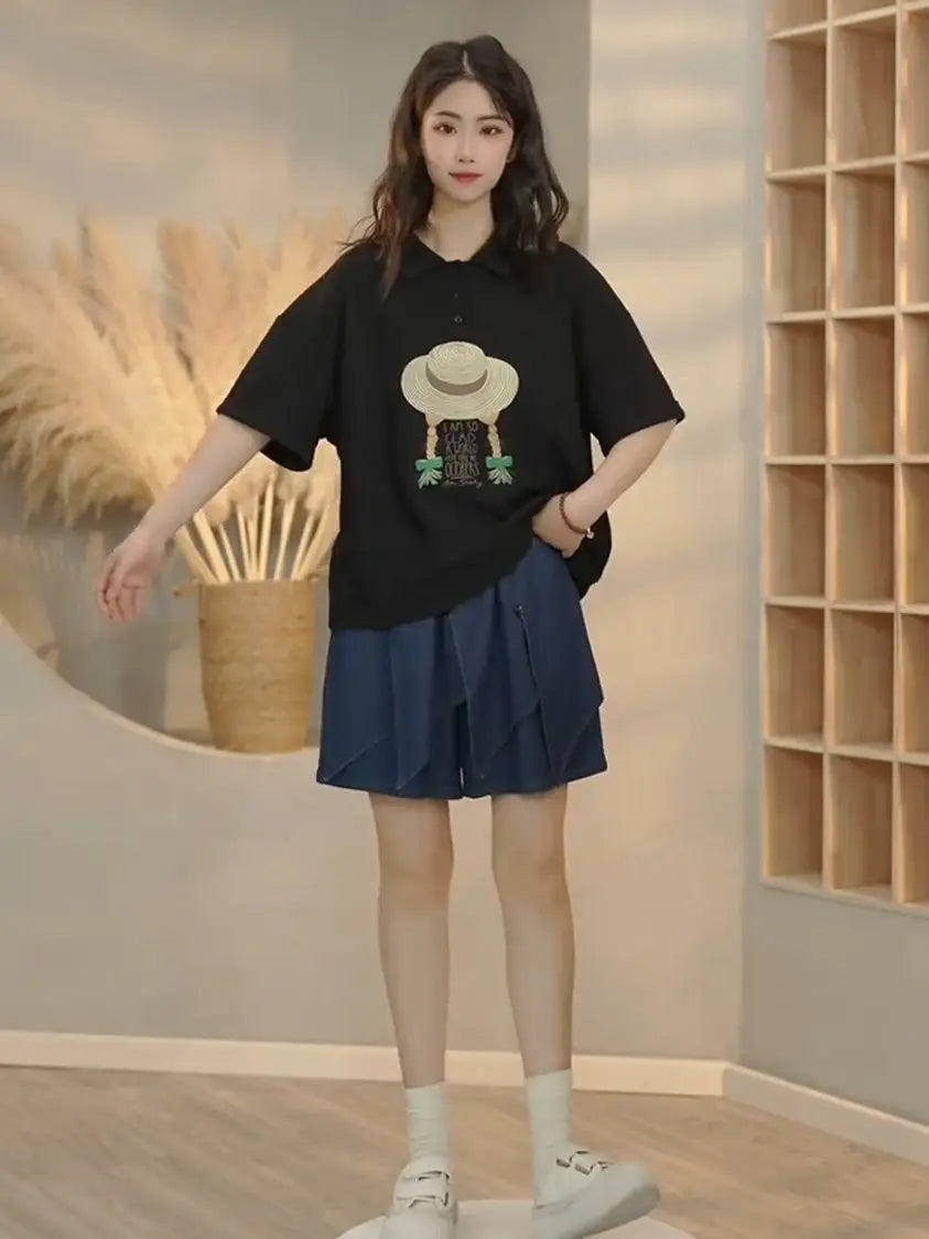 Denim Shorts Retro Women's Design-Oriented Versatile Hip-Hiding Fashion Slimming Shorts