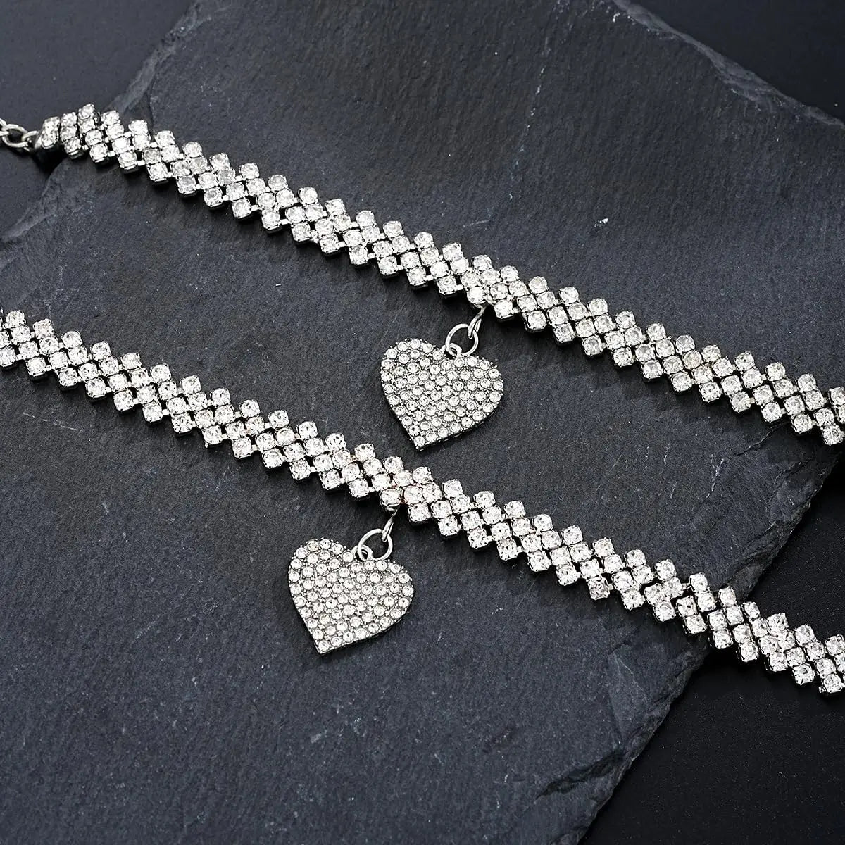 Silver Diamond Anklets for Women Cross Heart Butterfly Bracelet Large Ankle Tennis Rhinestone Plus Size Beach Foot Jewelry
