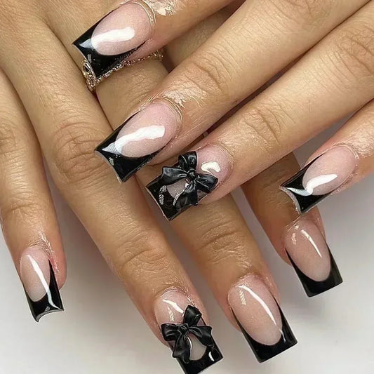 Black and White Press-On Nails