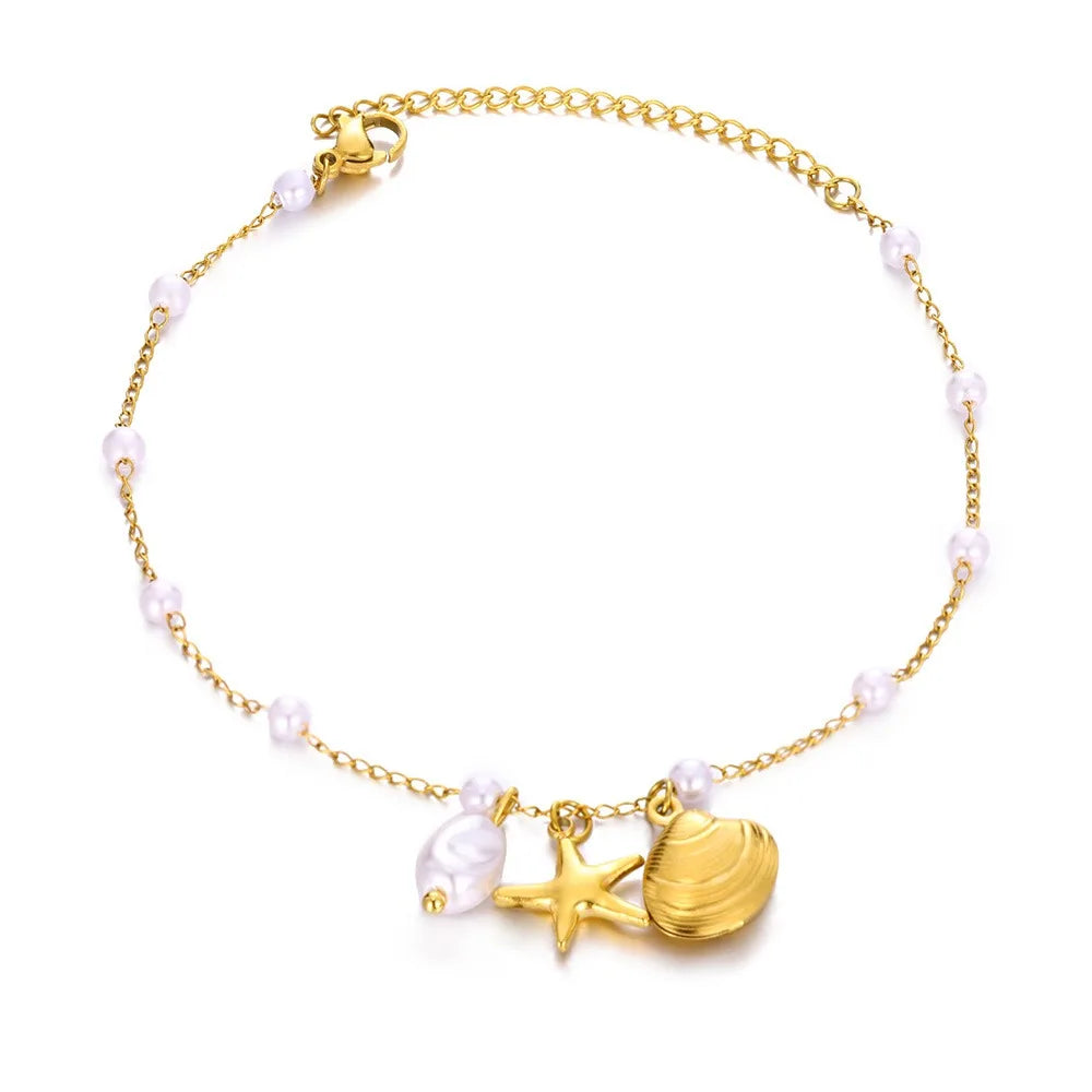 Anklets For Women Summer Beach Accessories Stainless Steel Geometric Chain Anklet Gold Color Leg Bracelets Bodychain Gifts