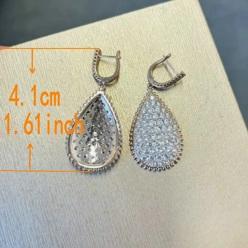 Bilincolor Fashion Oval Clear Cubic Zirconia Earring for Women