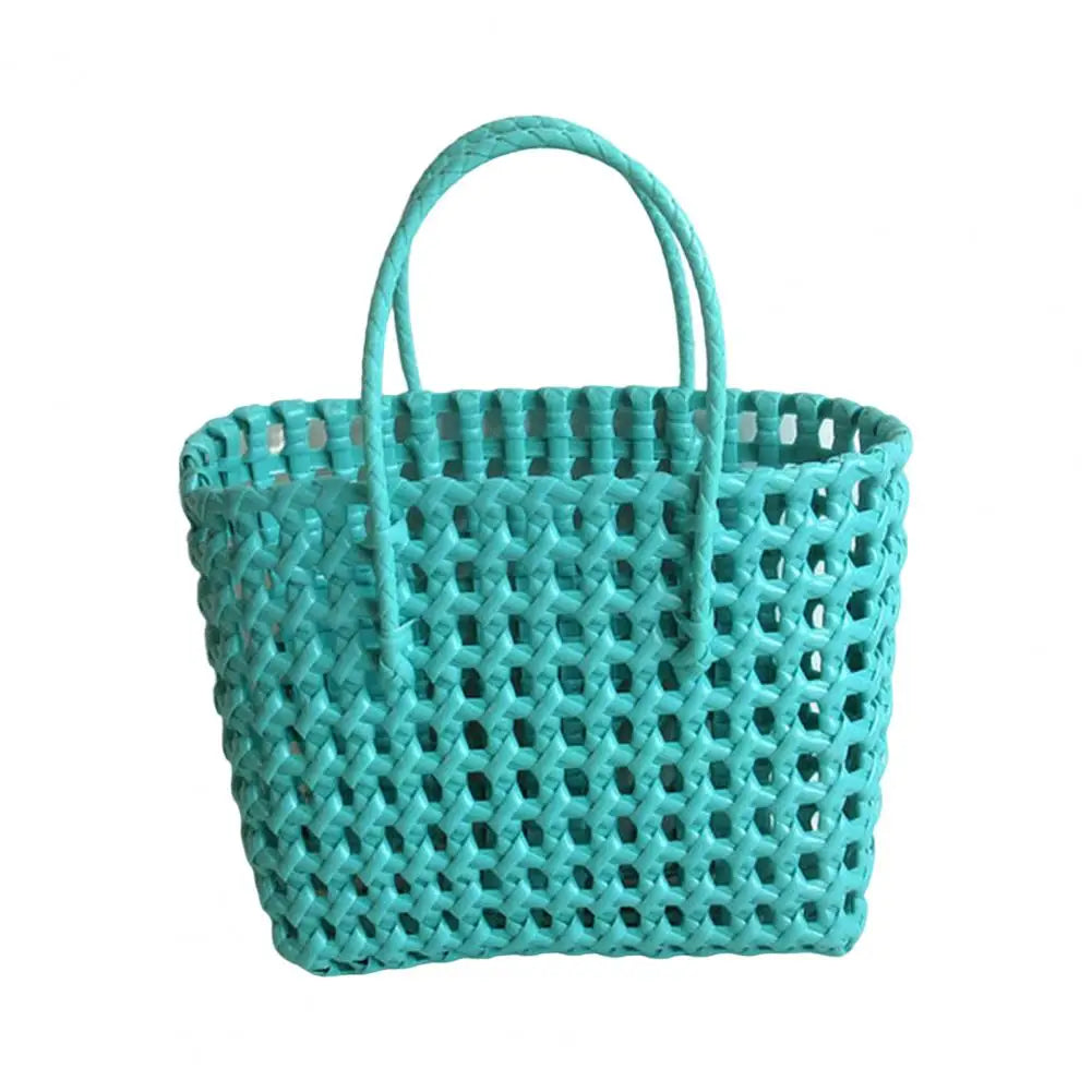 Straw Beach Bag Hollow Square Large Capacity Portable Shopping Basket Storage Supplies