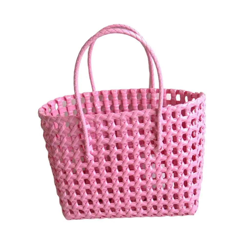 Straw Beach Bag Hollow Square Large Capacity Portable Shopping Basket Storage Supplies