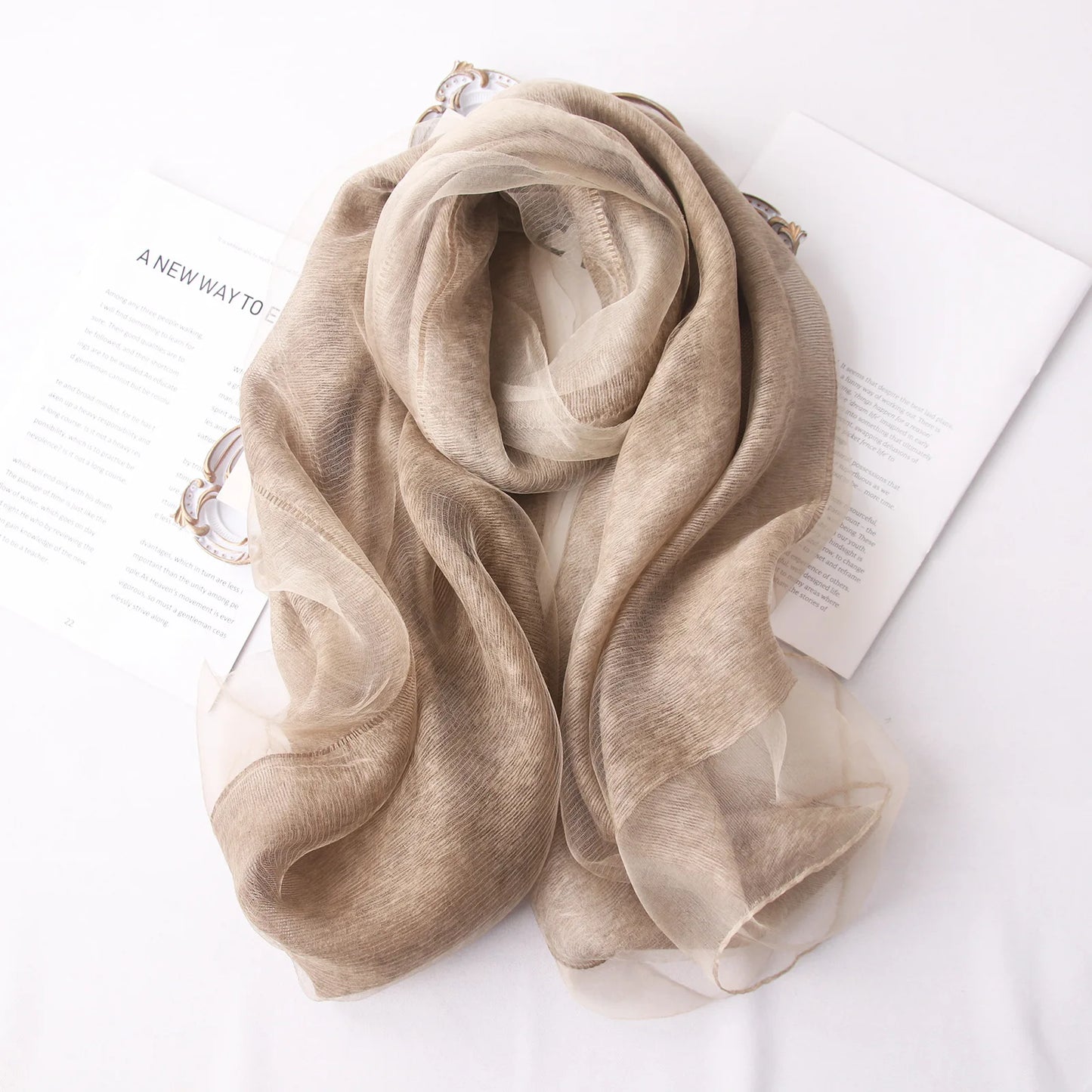 High-end Korean Version of Double-layer Mohair Wool Silk Scarf Mulberry with Cheongsam Shawl Summer Outside Fashion Trend