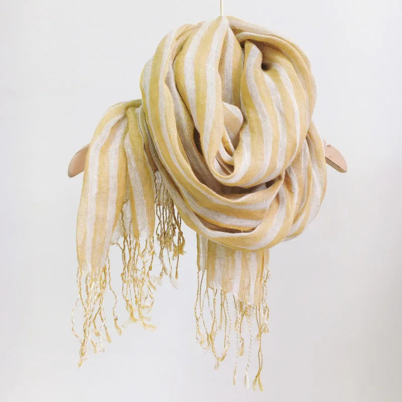 High Quality 100% Linen Scarf Plaid Shawl Four Seasons Scarves Muslim Scarves For Lady