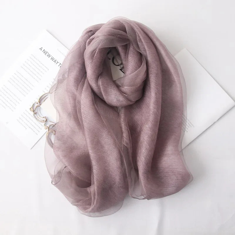 High-end Korean Version of Double-layer Mohair Wool Silk Scarf Mulberry with Cheongsam Shawl Summer Outside Fashion Trend