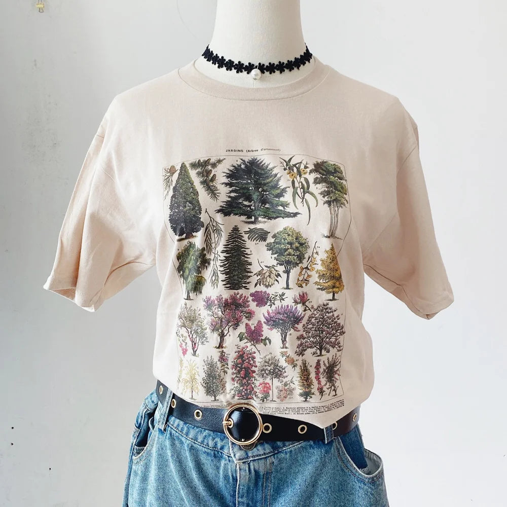 Summer Fashion Unisex Tshirt Vintage Tree Women Tshirts Graphic Tees Harajuku Tops Travel T-shirt