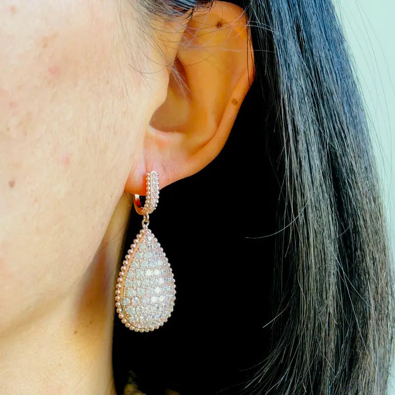 Bilincolor Fashion Oval Clear Cubic Zirconia Earring for Women
