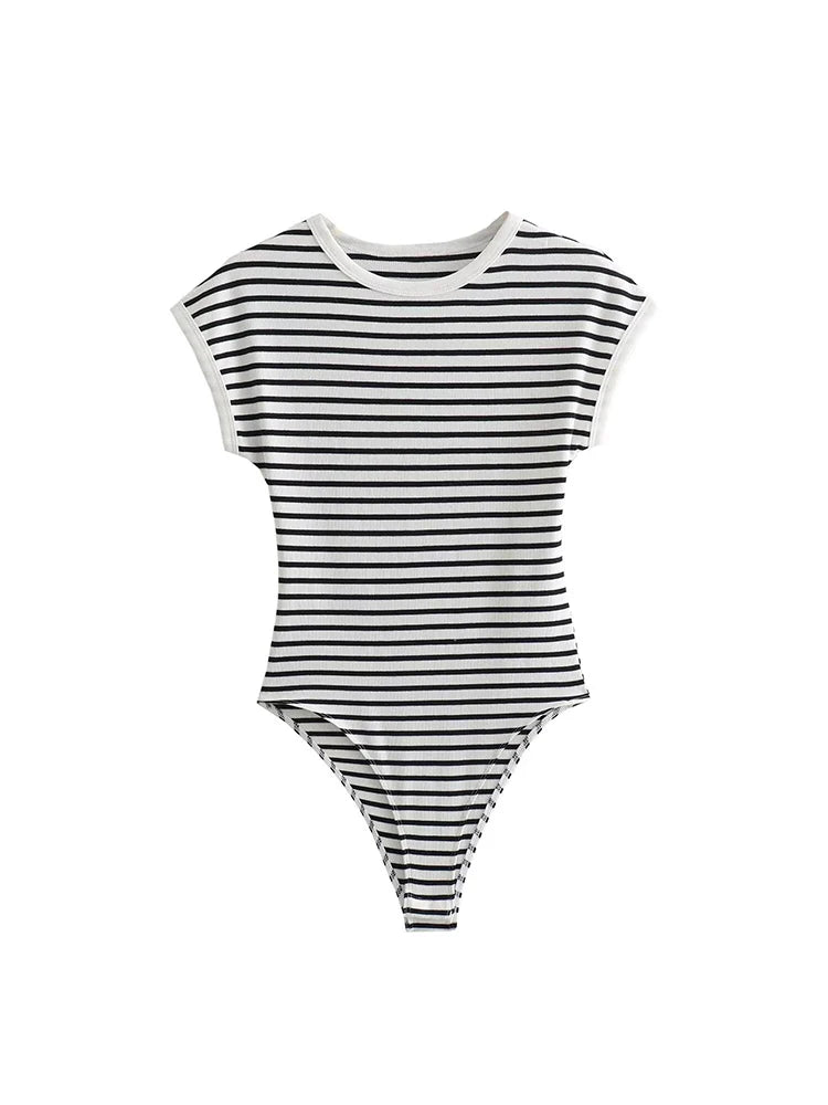 TFMLN Casual Basic Bodysuit For Women Summer New Short Sleeve Woman Simple Top Chic Bodycon Jumpsuit Romper Ladies 2025