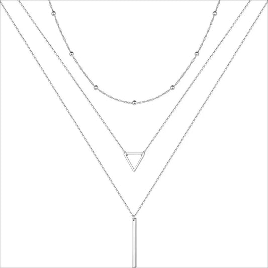 Layered Necklaces for Women 14K Gold Plated STAINLESS STEEL Handmade Multilayer Bar Disc Dainty Layered Choker Necklace Jewelry