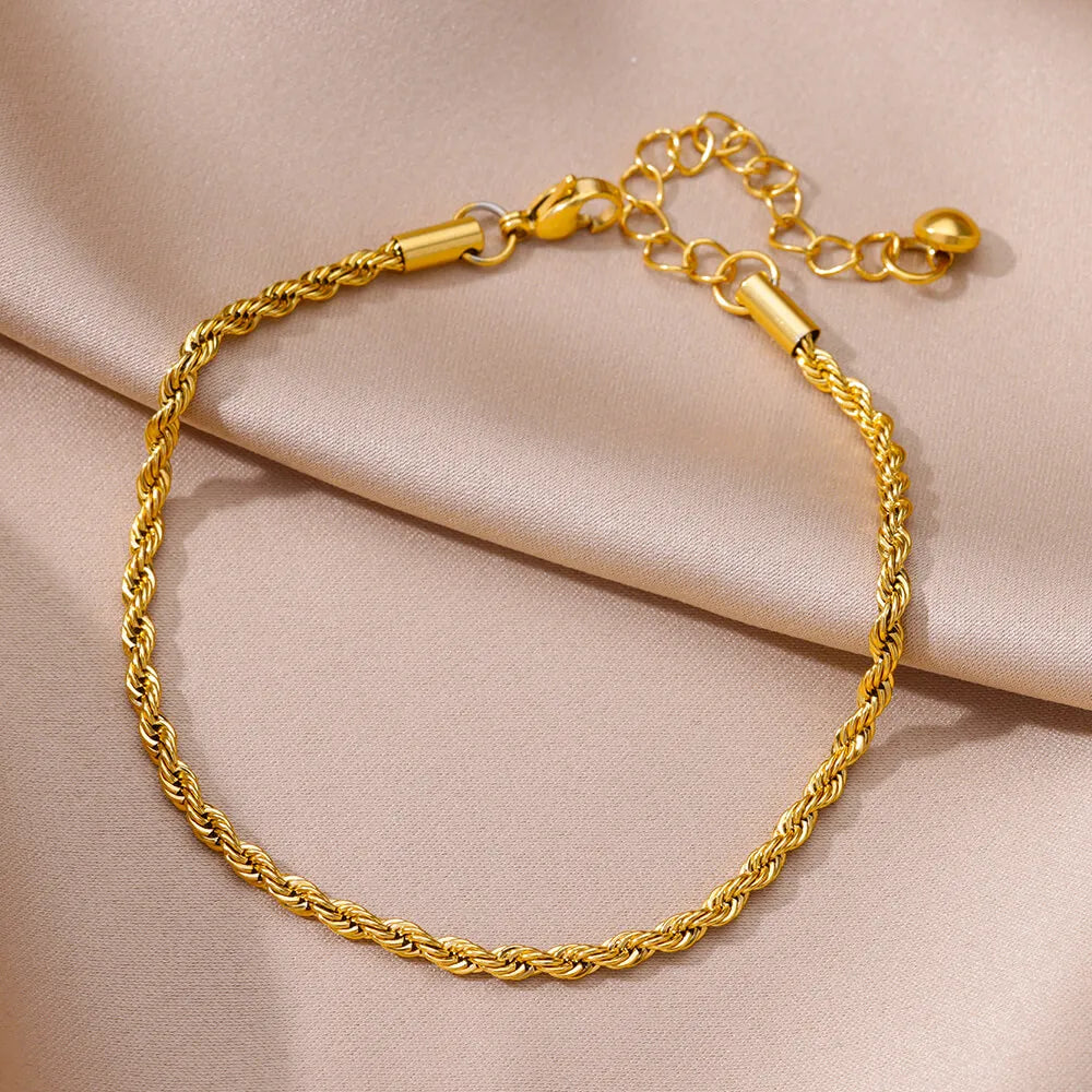 Anklet For Women stainless steel Double layer Foot Bracelet Summer Beach Accessories Leg Bracelets Body Chain Gift