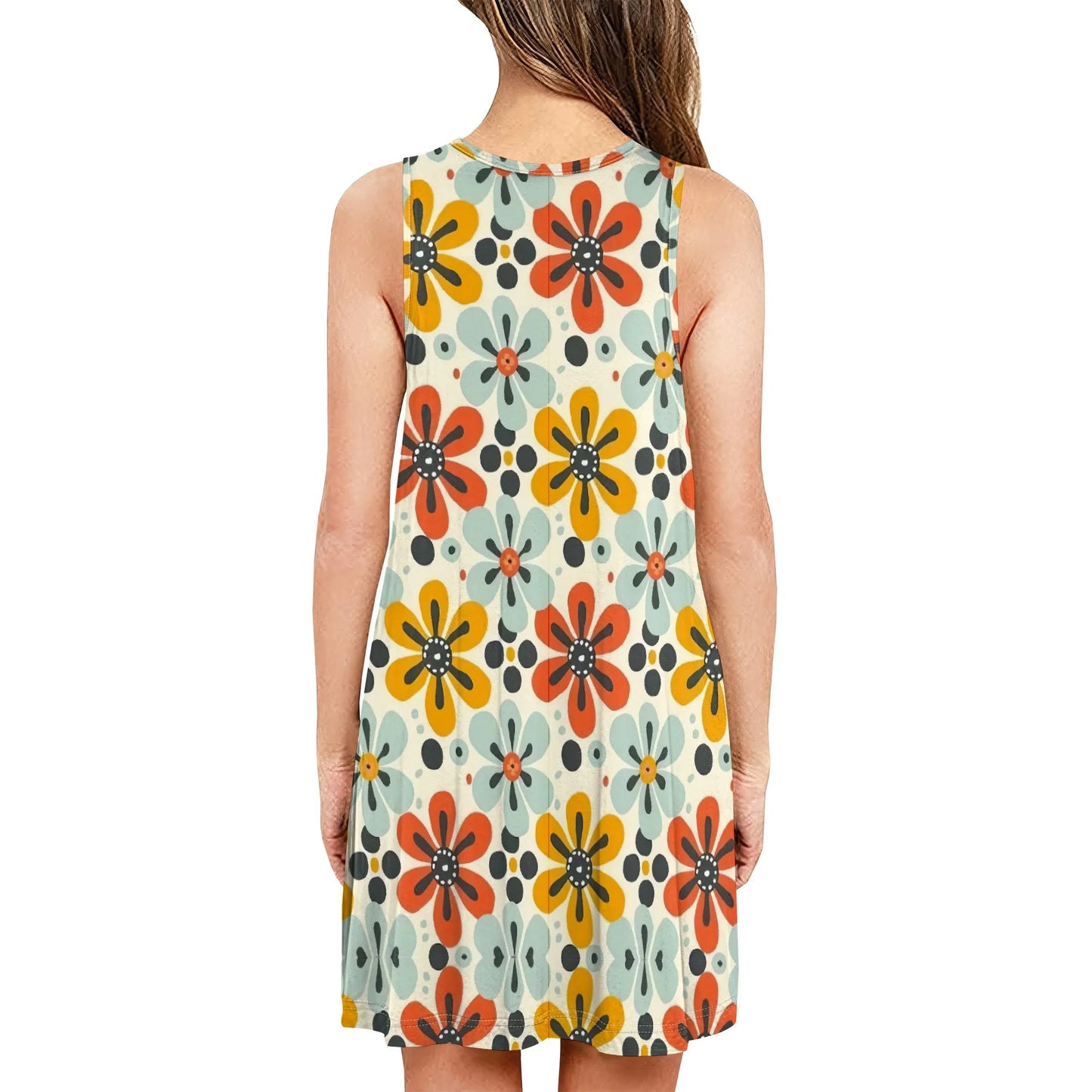Vintage Floral Pattern Sundresses for Women Summer Casual Tank Flower Dress Flowy Sleeveless Dresses