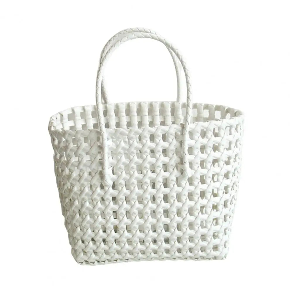 Straw Beach Bag Hollow Square Large Capacity Portable Shopping Basket Storage Supplies