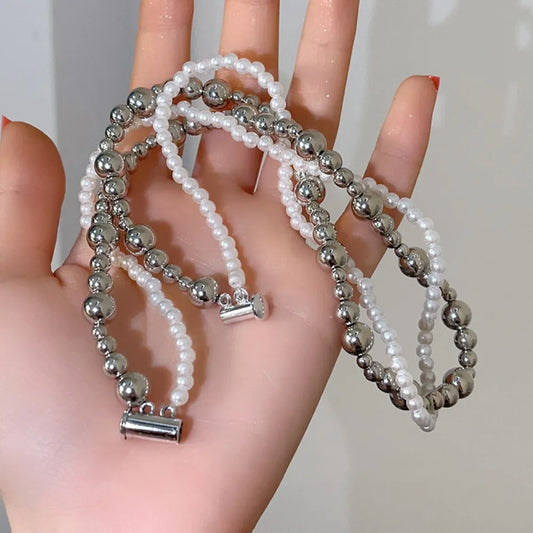 Fashion Alloy/Titanium Steel Pearl Wrapped Double-layer Necklace Bilayer Pearl Pearl Necklace Double Layered Necklace Women
