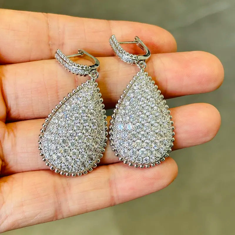 Bilincolor Fashion Oval Clear Cubic Zirconia Earring for Women