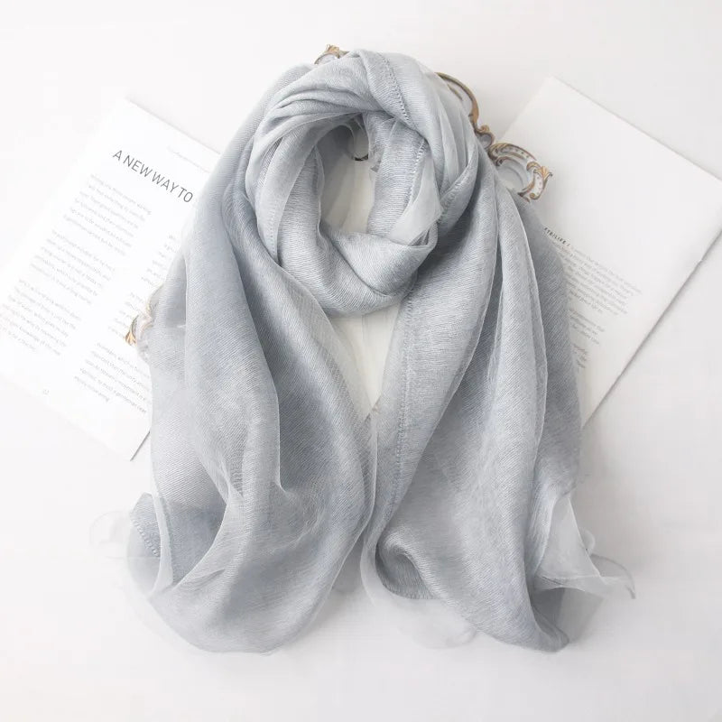 High-end Korean Version of Double-layer Mohair Wool Silk Scarf Mulberry with Cheongsam Shawl Summer Outside Fashion Trend