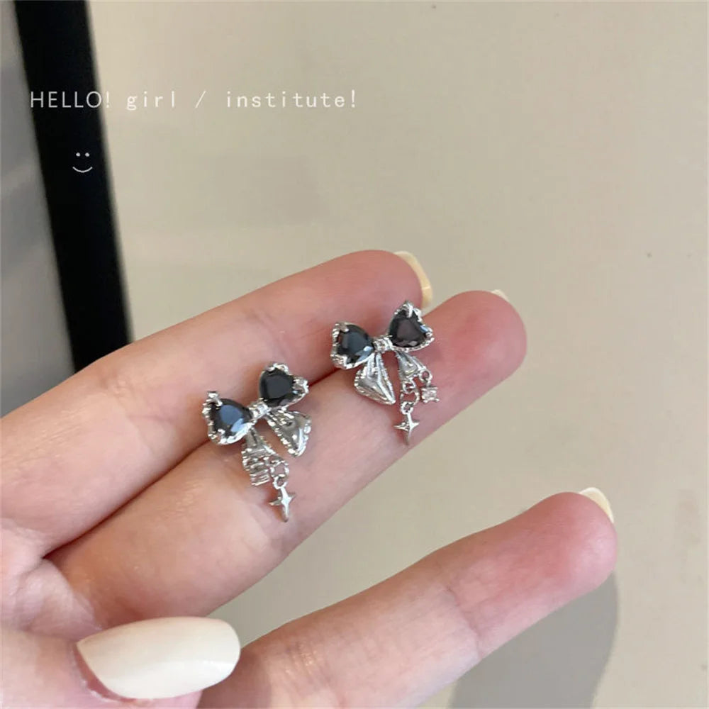 Glamorous Fashion Earrings Elegant Designer Earrings Rhinestone Bow Earrings Luxury Zircon Earrings Delicate Earrings