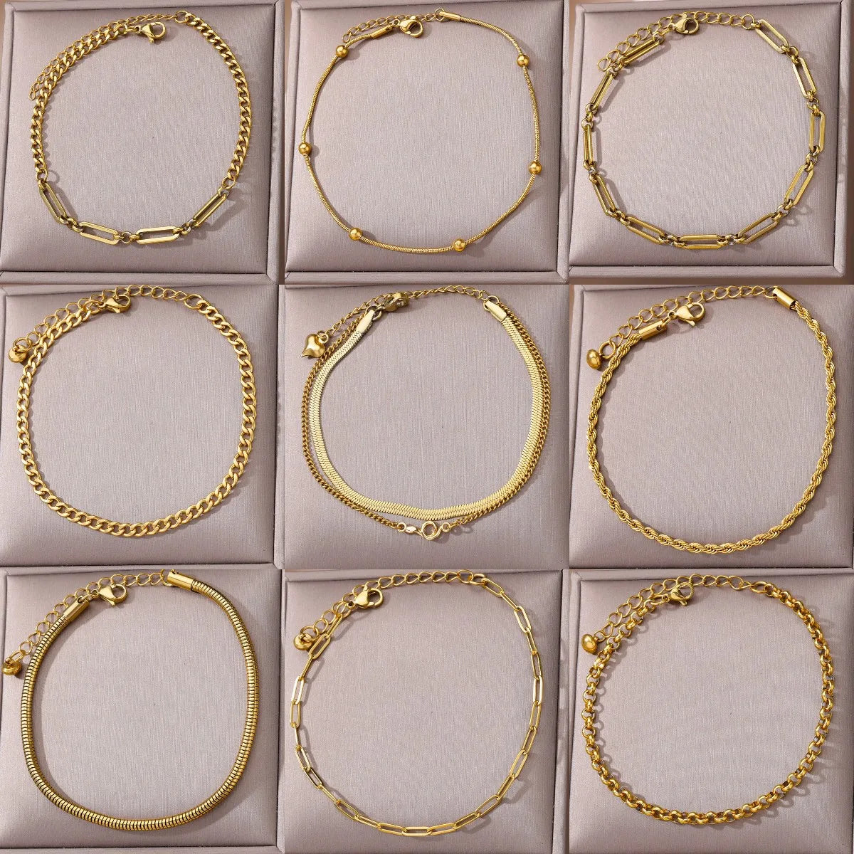 Anklet For Women stainless steel Double layer Foot Bracelet Summer Beach Accessories Leg Bracelets Body Chain Gift