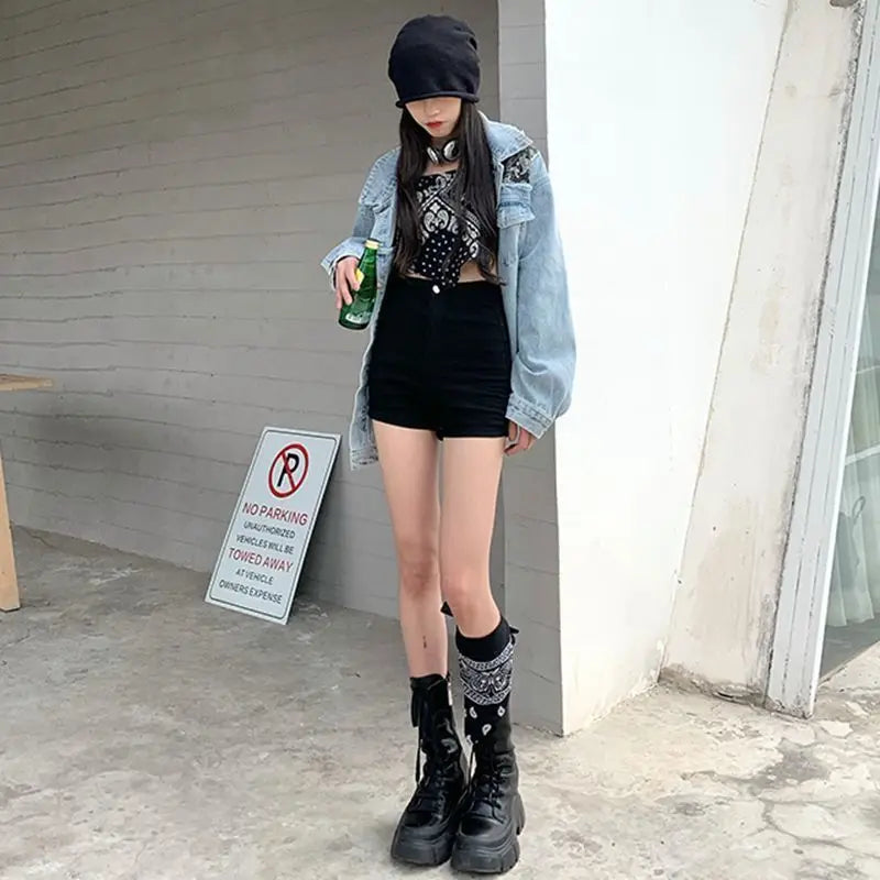 Denim Shorts for Women Black Skinny Short Jean Pants Booty High Waist Woman Tight Flowy Classic Outdoor Cheap Aesthetic Casual