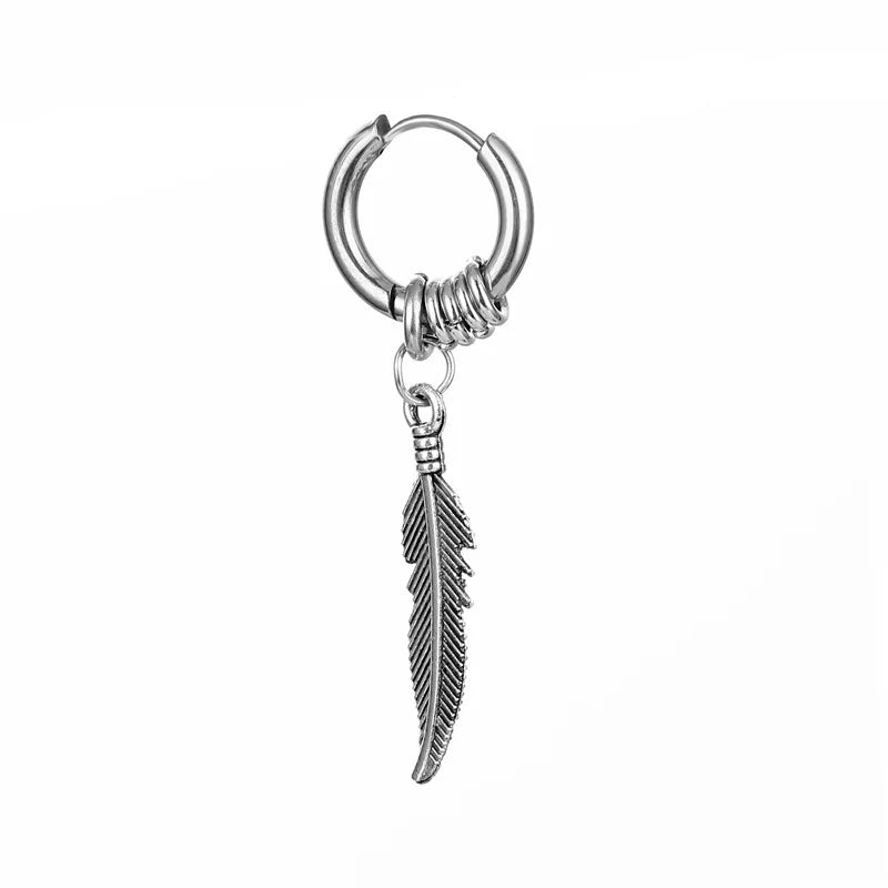 Earrings For Women Titanium Steel Earrings Feather Earrings Personality Trend Hip-hop Street Fashion Retro Earrings