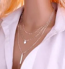 Multilayer Necklace 3 Layered Chain Necklaces & Pendant Women Gold Color Choker Necklaces  3 Layer Chain Jewelry New