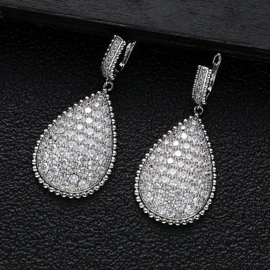 Trendy Geometric Drop Earrings For Women Wedding Cubic Zirconia Dubai Bridal Earrings Costume Jewelry Summer Party A20383