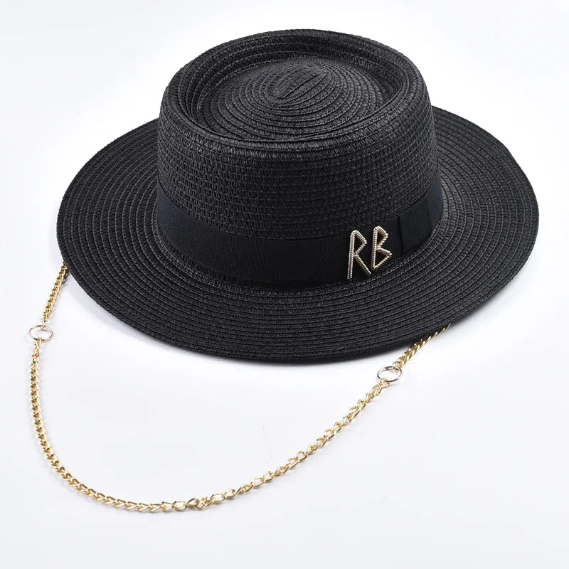 Summer Straw Hats for Women Ribbon Decoration Elegant Ladies Party Dress Hats Travel Beach Sun Hat Chapeau Femme