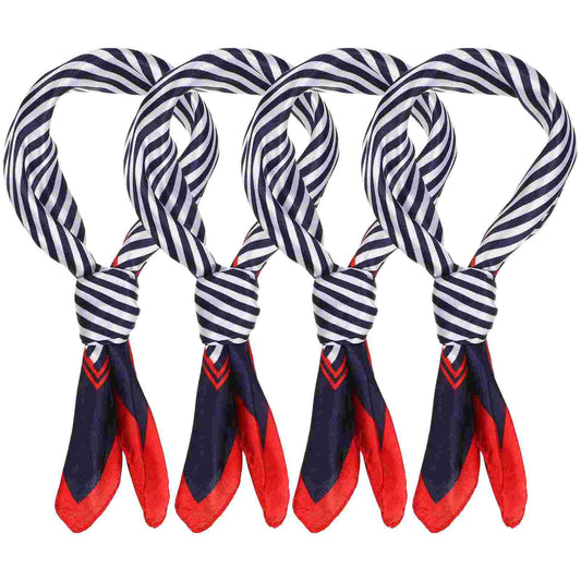 4 Pcs Business Attire Small Scarf Silk Neck for Women Simple Lady Stripe Neckerchief Fashionable Pattern Head