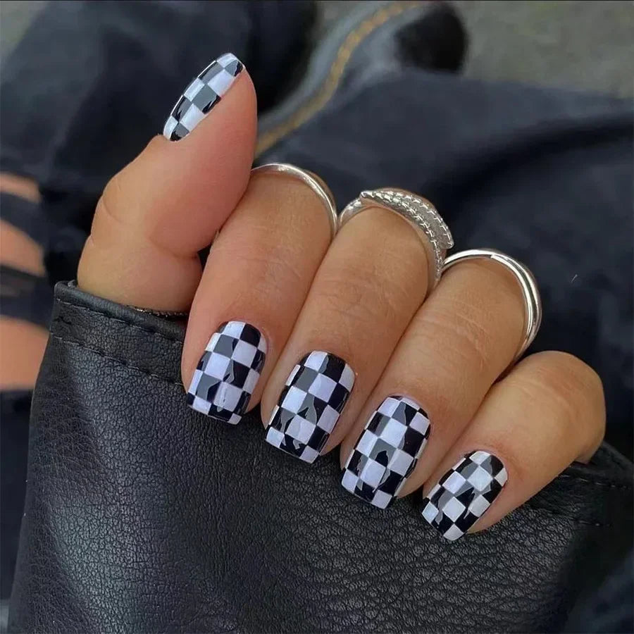 Black and White Press-On Nails
