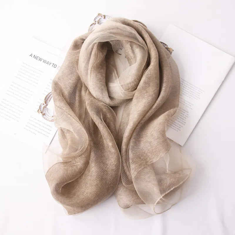 High-end Korean Version of Double-layer Mohair Wool Silk Scarf Mulberry with Cheongsam Shawl Summer Outside Fashion Trend