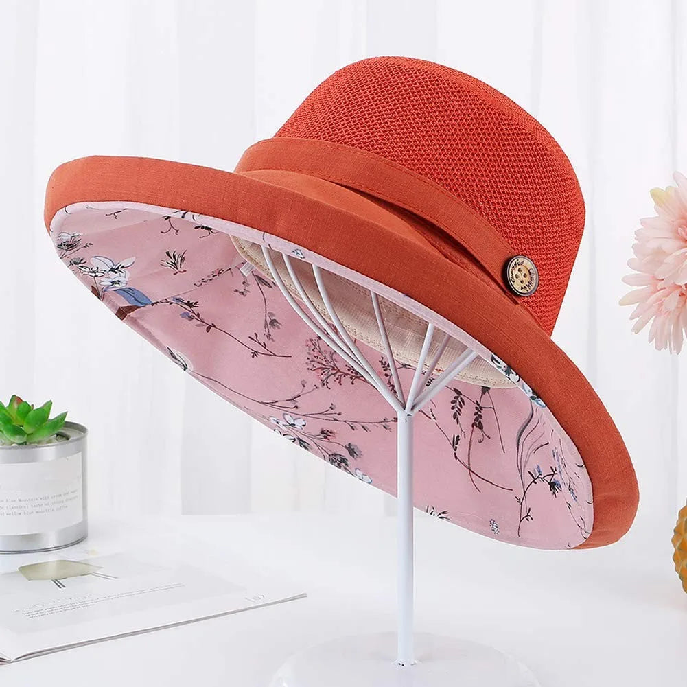 Summer Printed Wide Brim Hollow Breathable Hat For Women Holiday Beach Visor Panama Cap Sunscreen Sun Hat Summer Essentials