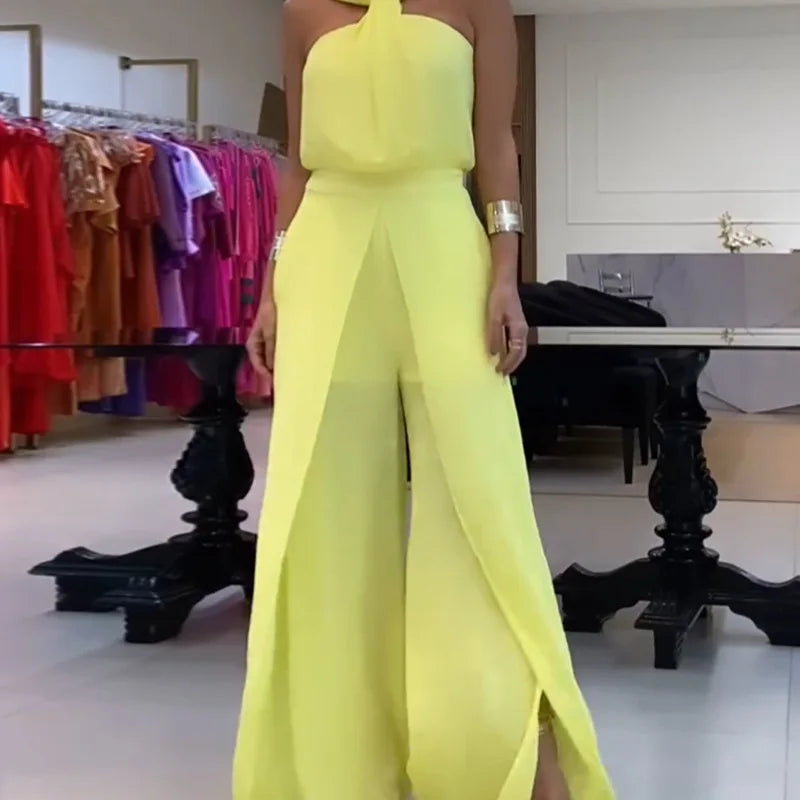 Long Jump Suits for Women Sexy Elegant New Fashion 2024 Summer Casual Floral Pattern One Shoulder Ruffles Conjoined Body Pants