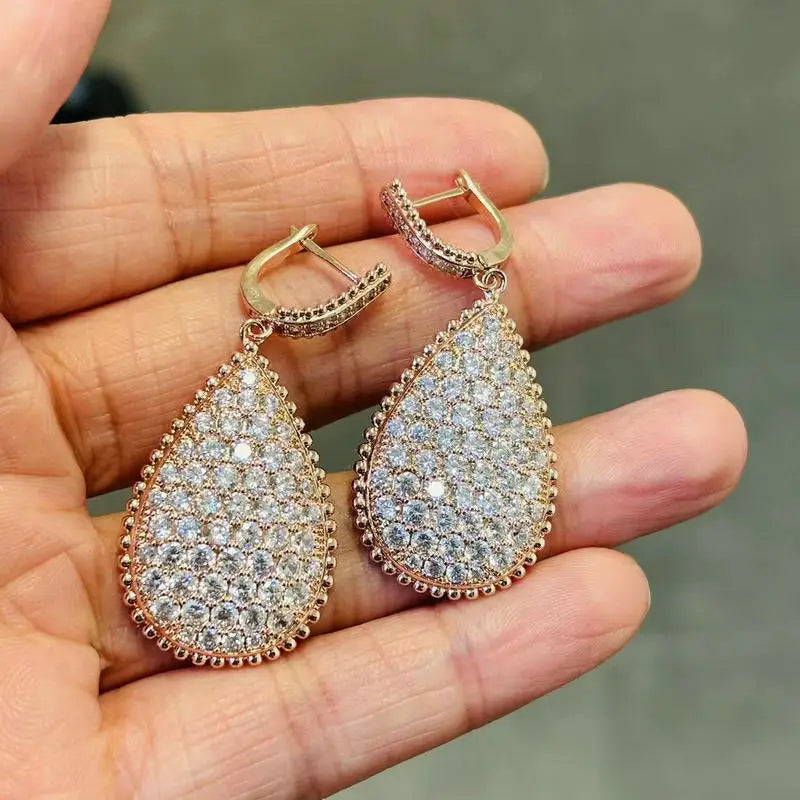 Bilincolor Fashion Oval Clear Cubic Zirconia Earring for Women