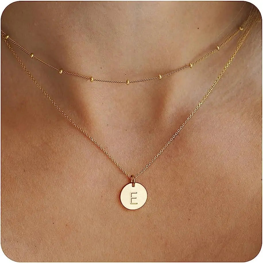 Layered Initial Necklaces for Women Gold Plated Letter Necklace Dainty Layering Necklaces for Women Initial Choker Necklace
