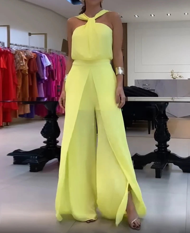 Long Jump Suits for Women Sexy Elegant New Fashion 2024 Summer Casual Floral Pattern One Shoulder Ruffles Conjoined Body Pants