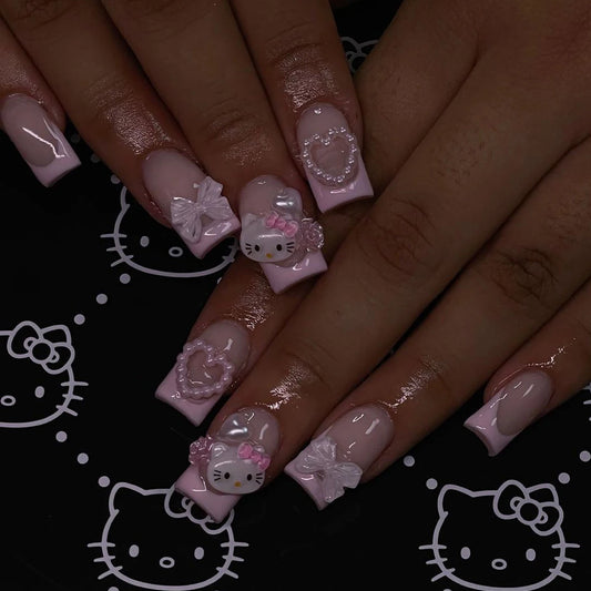 Pink French Press-On Nails