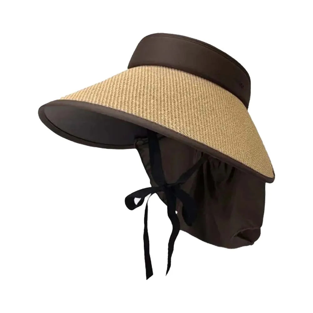 Summer Outdoor Sun Hat For Women Fashionable Casual Wide Brimmed Hat Portable Fisherman Hat With Removable Sunscreen Shawl