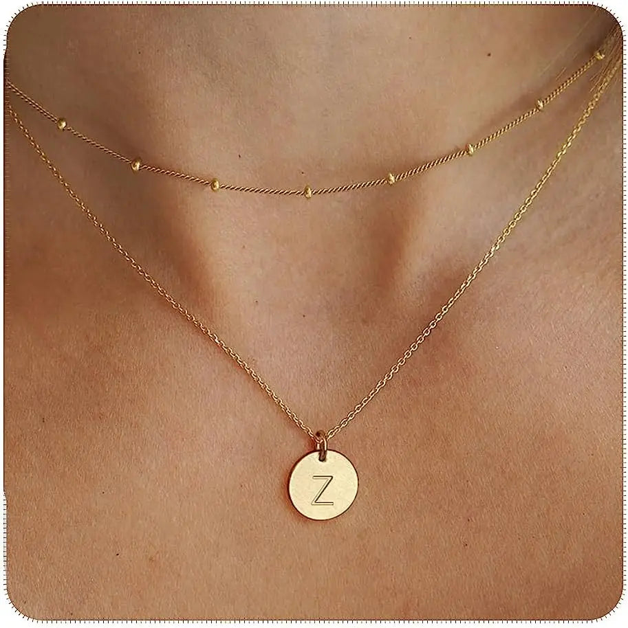 Layered Initial Necklaces for Women Gold Plated Letter Necklace Dainty Layering Necklaces for Women Initial Choker Necklace