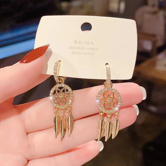 Korean Earrings Fashion Jewelry Statement Earrings Dream Catcher Earrings Retro Hong Kong Style Earrings For Women
