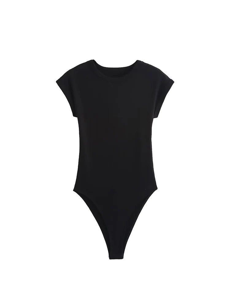 TFMLN Casual Basic Bodysuit For Women Summer New Short Sleeve Woman Simple Top Chic Bodycon Jumpsuit Romper Ladies 2025
