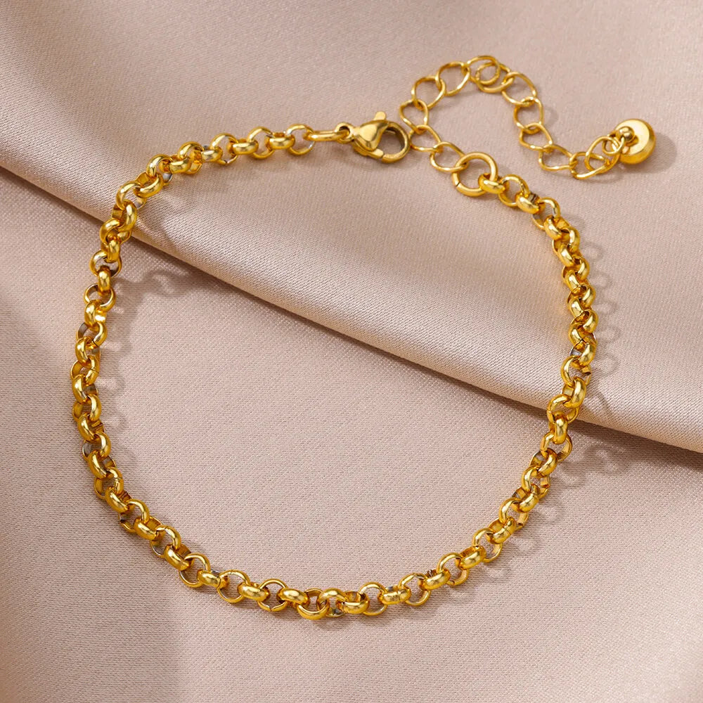 Anklet For Women stainless steel Double layer Foot Bracelet Summer Beach Accessories Leg Bracelets Body Chain Gift