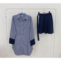 Lace-up Striped Shirt Dress Two-piece Set