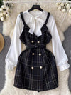 Mesh Dress Two-piece Set V-neck Vest
