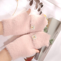 Ladies Cute Thickened Plush Gloves