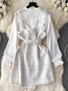 Mesh Dress Two-piece Set V-neck Vest