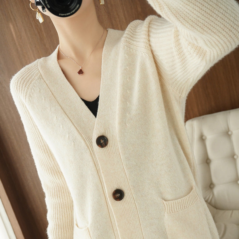 Women's Autumn And Winter New Pure Wool Cardigan