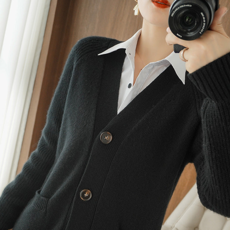 Women's Autumn And Winter New Pure Wool Cardigan